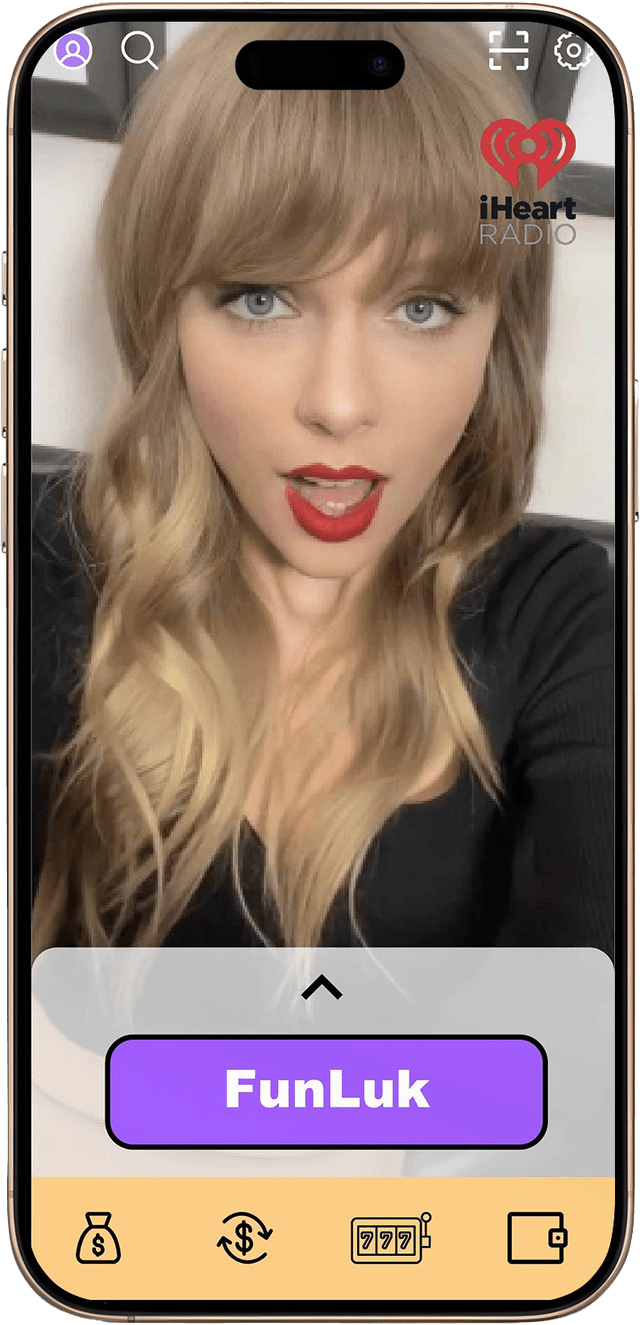 FunLuk App showing verified celebrity giveaways